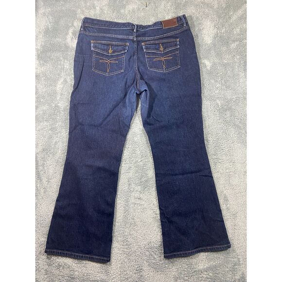 Lauren Jeans Co Womens Plus 16 Blue Dark Wash Stretch Denim Flap Pockets Bootcut - Picture 2 of 12
